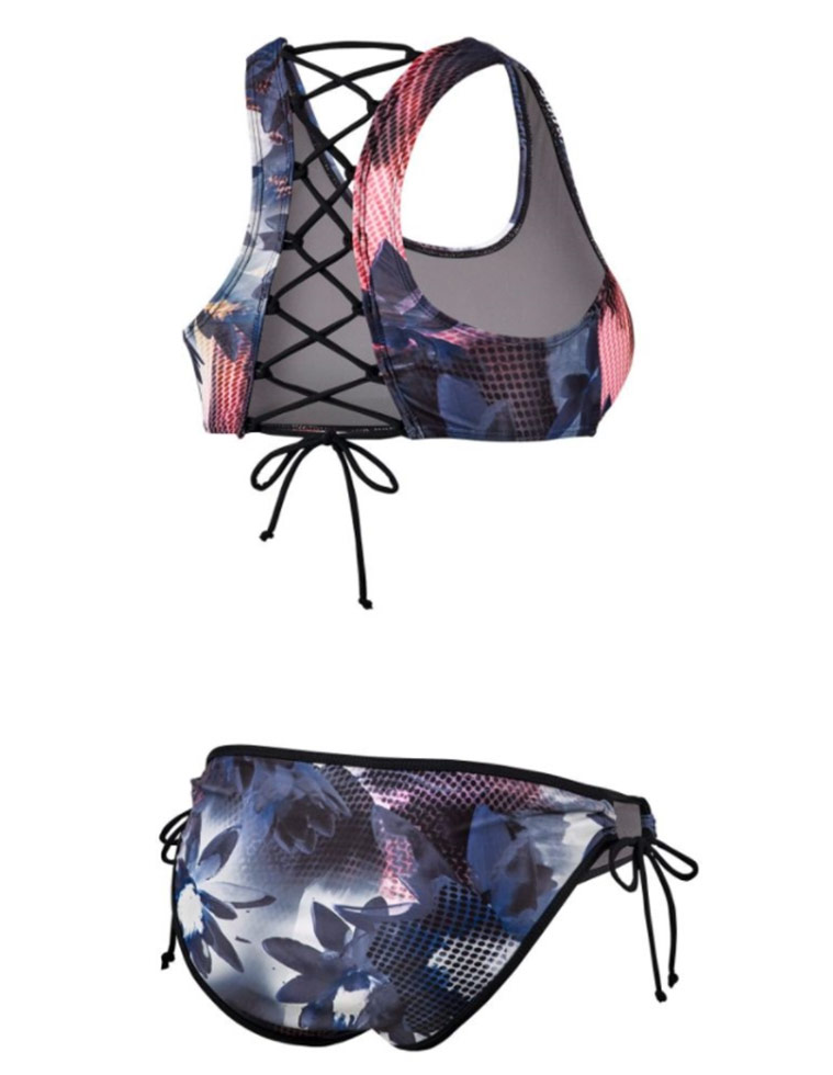 Beco Regular Fit Scoop Neck Bikini - Black / Orange