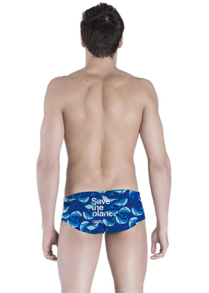 Akron Men's Save The Whale 14cm Trainer Swim Trunk - Blue