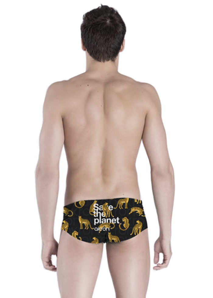 Akron Men's Save The Leopard 14cm Trainer Swim Trunk - Black / Yellow