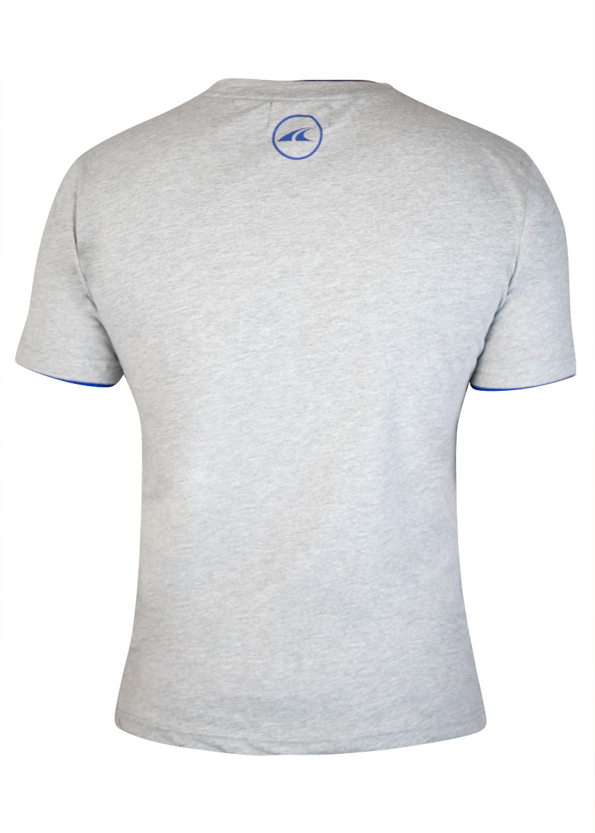 Akron New Orleans Cotton T-shirt - Grey / Royal Blue