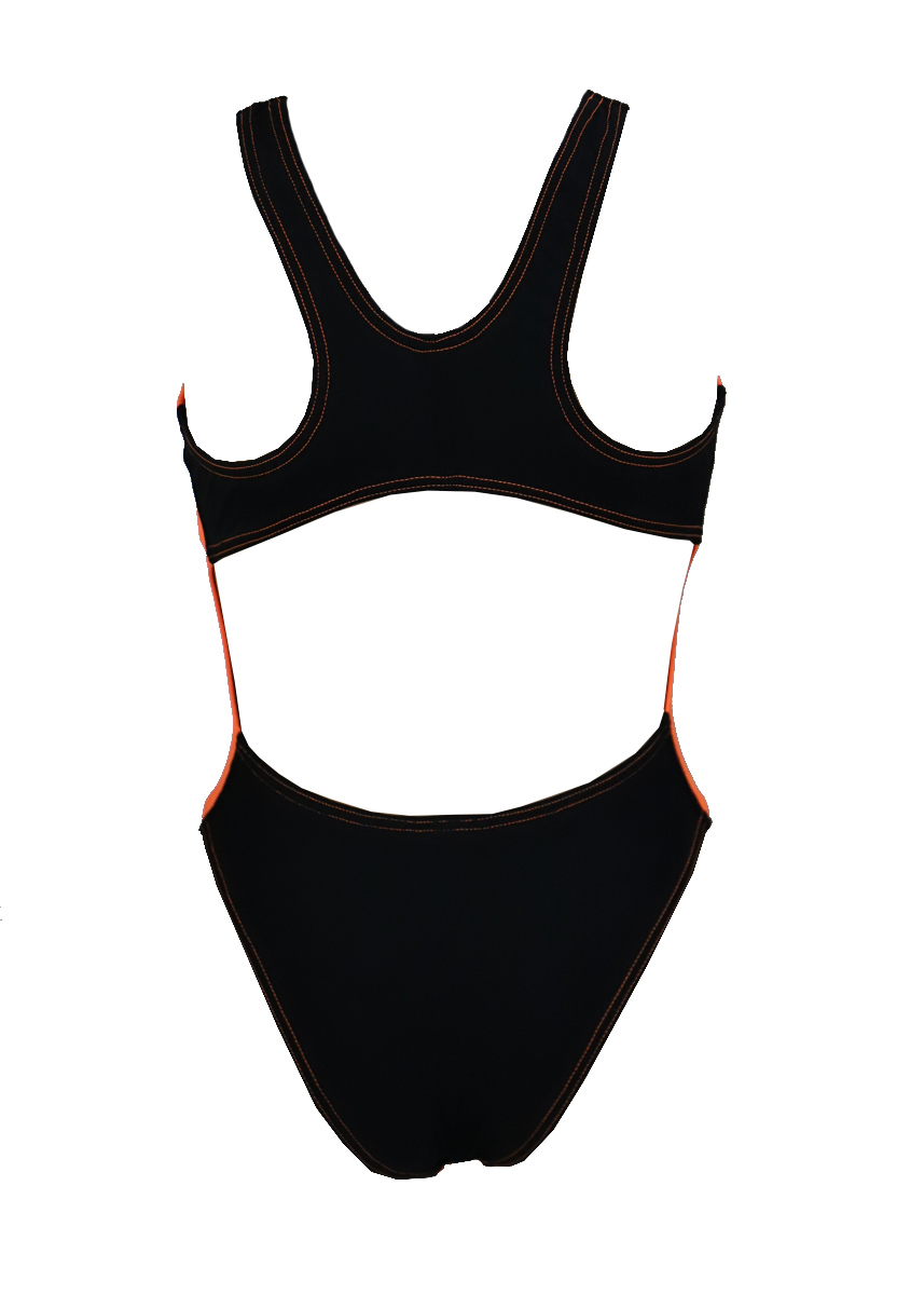 Akron Girls Babbitt Evo Swimsuit - Orange/Black