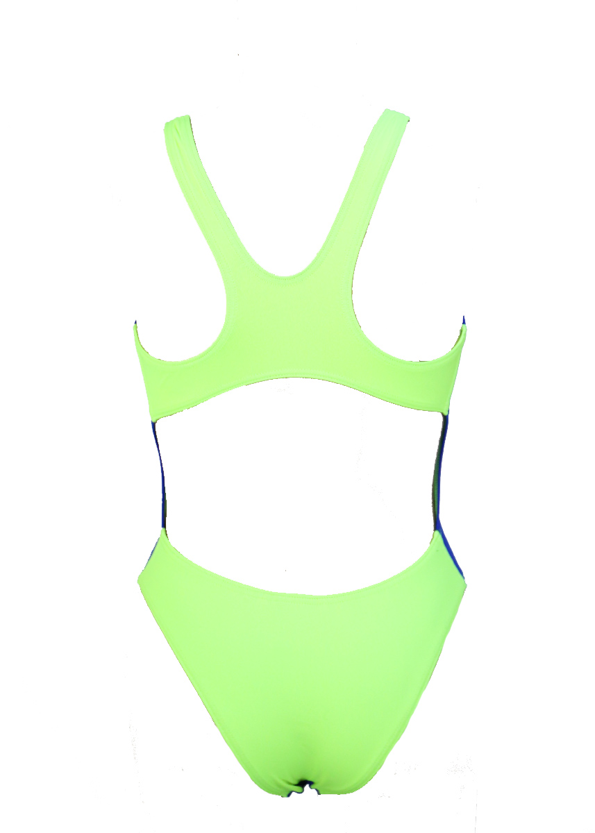 Akron Girls Babbitt Evo Bicolour Swimsuit - Blue / Fluro Green