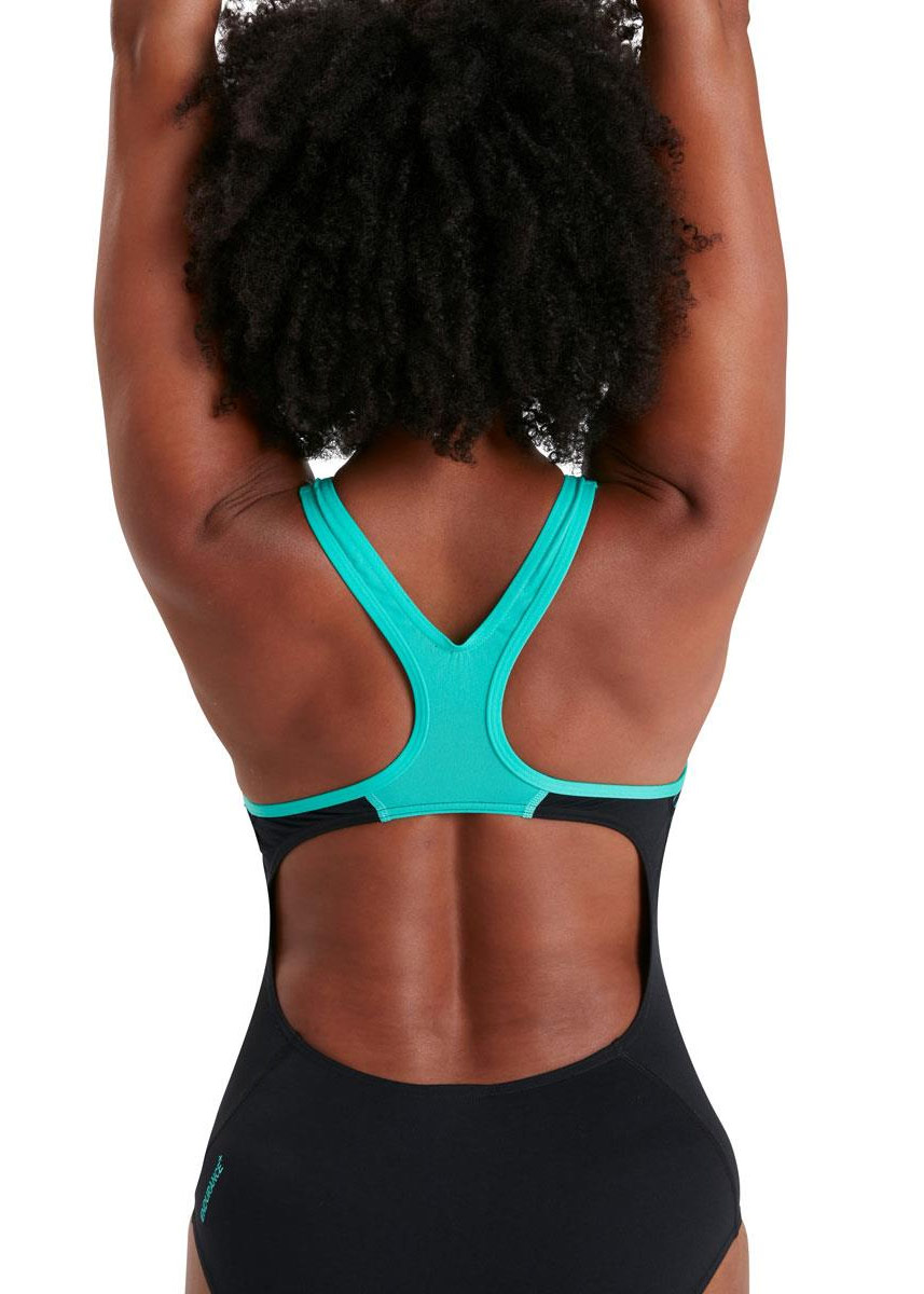 Speedo Plastisol Laneback Swimsuit - Black