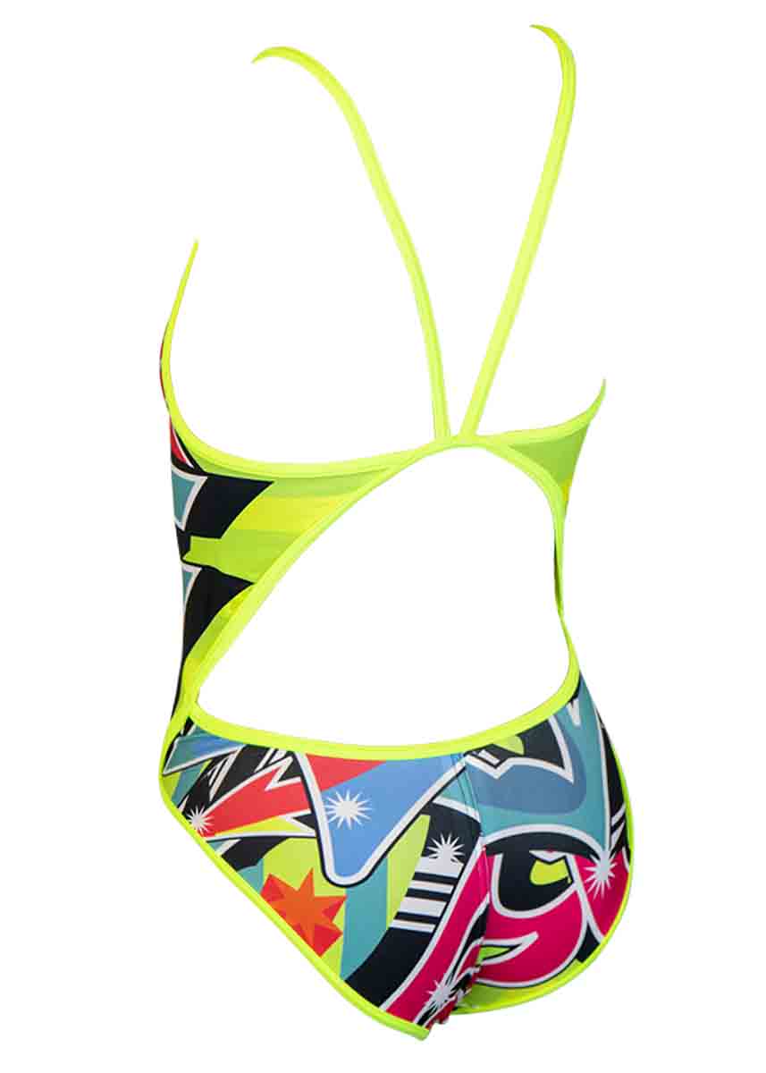Turbo Girl's Grafitti Flour Swimsuit - Multicoloured