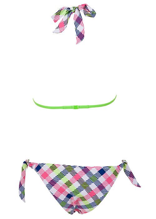 Arena Checks Triangle Bikini White/Multi-Coloured