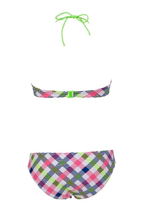 Arena Checks Bandeau Bikini White/Multi-coloured