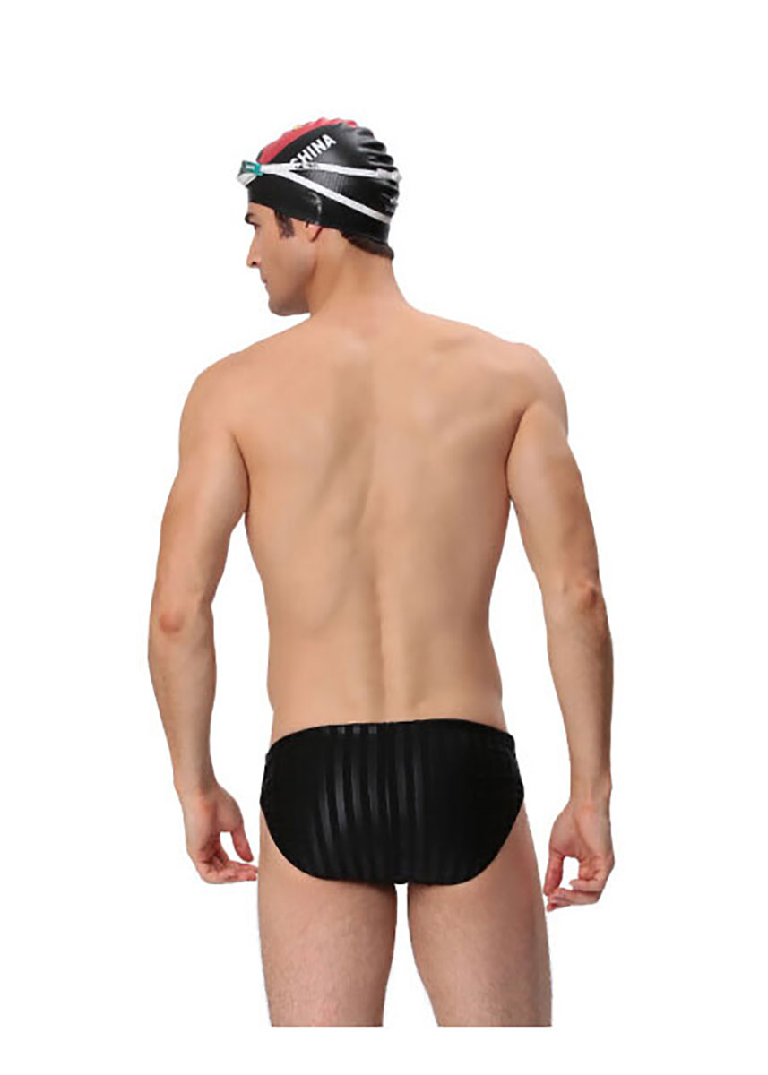 Yingfa Boys 9802-1 Streak Sharkskin Swimming Trunks Black