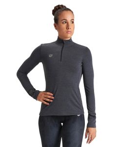 Arena Womens Thermal Half Zip Long Sleeve - Black/Melange/Silver
