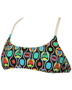 Diana Womens Twin Stripe Bikini Top - Black / Multicoloured