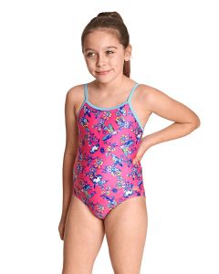  Zoggs Girl's Journey Flyback Swimsuit - Pink/ Blue