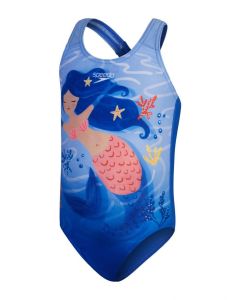 Speedo Girls Digital Printed Swimsuit - Cobalt / Blue 