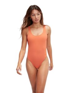 Speedo Textured Deep U-Back Swimsuit - Fall / Terracotta