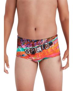 Speedo Boy's Glitche 13cm Brief - Black/ Salso/ White/ Tile
