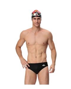 Yingfa Boys 9802-1 Streak Sharkskin Swimming Trunks Black