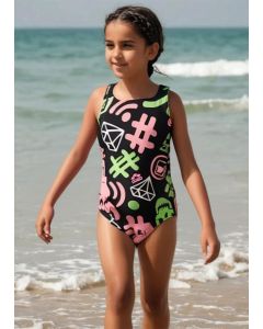 Arena Girls Fancy One Piece Costume Black/Green/Pink 