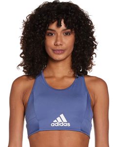 Adidas Women's Aeroready Designed 2 Move Logo Padded Sports Bra Top - Violet