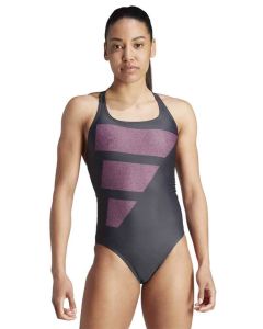 Adidas Big Bars Swimsuit - Carbon / Pink Adidas Big Bars Swimsuit - Carbon / Pink