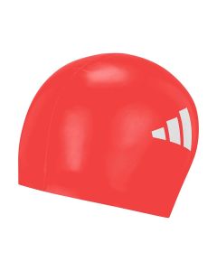 Adidas 3 Stripe Silicone Swim Cap - Red / White