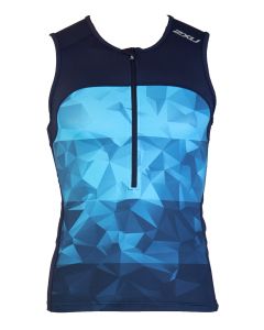 2XU Men's Active Tri Singlet - Midnight/Blue Terrain