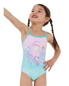  Speedo Junior Girls' Thinstrap Swimsuit - Green/Pink