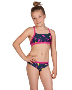 Adidas Girl's Allover Swim Bikini - Blue / Pink