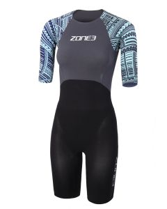 Zone3 Women's Kona-Target Short Sleeve Swim Skin - Grey / Green