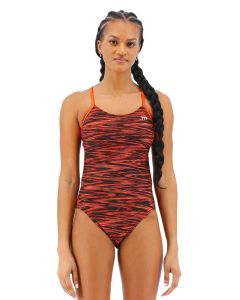 TYR Women's Fizzy Cutoutfit Swimsuit - Black/ Orange