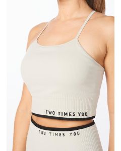 2XU Women's Engineered Longline Crop Top - Oatmeal