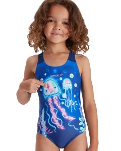  Speedo Junior Girls Digital Placement Swimsuit - Blue/Posie Pin