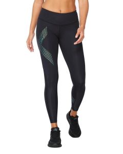 2XU Women's Motion Mid-Rise Compression Tights - Black / Cloud Blue