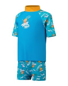 Speedo Infant Short Sleeve Printed Rash Top Set - Baja Blue/Parrot/Mystic