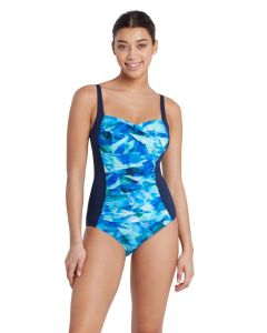 Zoggs Aqua Digital Ruched Front Swimsuit - Front view