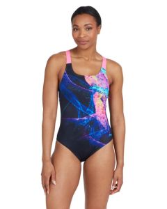 Zoggs Speedback Swimsuit - Acid Wave Print