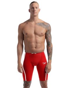 Speedo Fastskin LZR Pure Intent 2.0 High Waisted Jammer - Flame Red / White - Front view