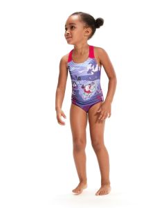 Speedo Girls Learn to Swim Printed Crossback Swimsuit - Magic Sangria/Sweet Taro/Hellium