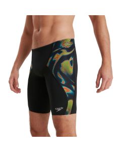 Speedo Men's Allover Digital V-Cut Jammer - Black/ Lime/ Salso/ Adriatic