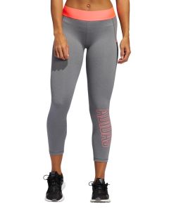 Adidas Womens Alphaskin 7/8 Leggings - Dark Grey Heather / Signal Pink / Coral