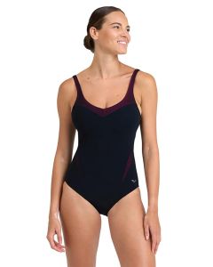 Arena Bodylift Isabel Light Cross Back Swimsuit - Black/Rose Violet