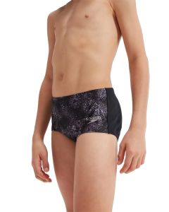 Speedo Boys 13 cm Allover Club Training Digital Brief - Black/USA Charcoal/Dove Grey