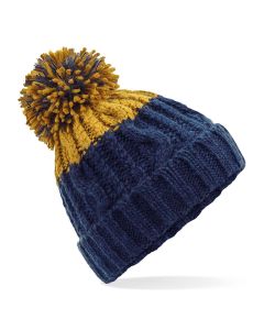 Beechfield Apres Beanie - Oxford Navy/Mustard
