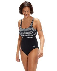 Speedo Shaping Contour Eclipse Printed Swimsuit - Black / White
