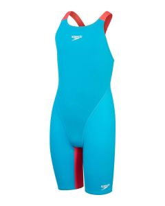 Speedo Fastskin Junior Endurance+ Max Openback Kneeskin - Blue / Red- Front view