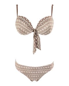 Melie & Madeleine Brown/White Vilma Push Up Bikini C Cup