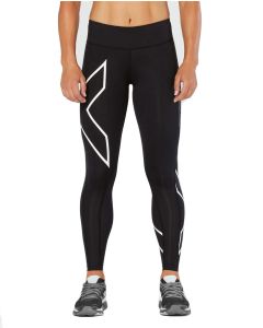 2XU Women's Bonded Mid-Rise Tights - Black/Galaxy White