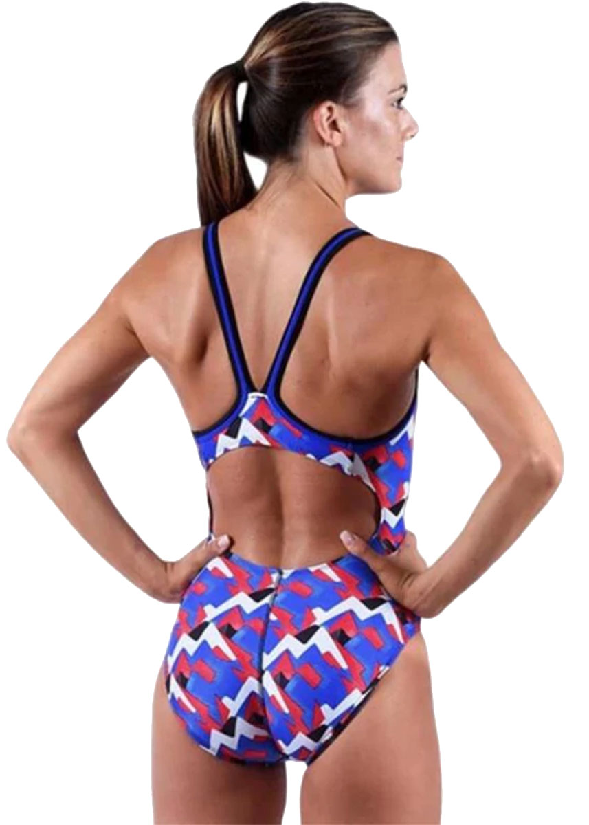 Dolfin Girls XtraSleek Eco Denali DBX Back - Red/White/Blue