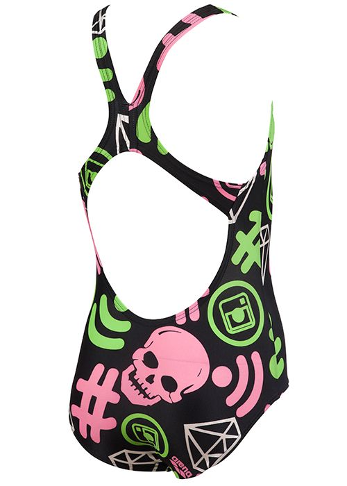 Arena Girls Fancy One Piece Costume Black/Green/Pink 