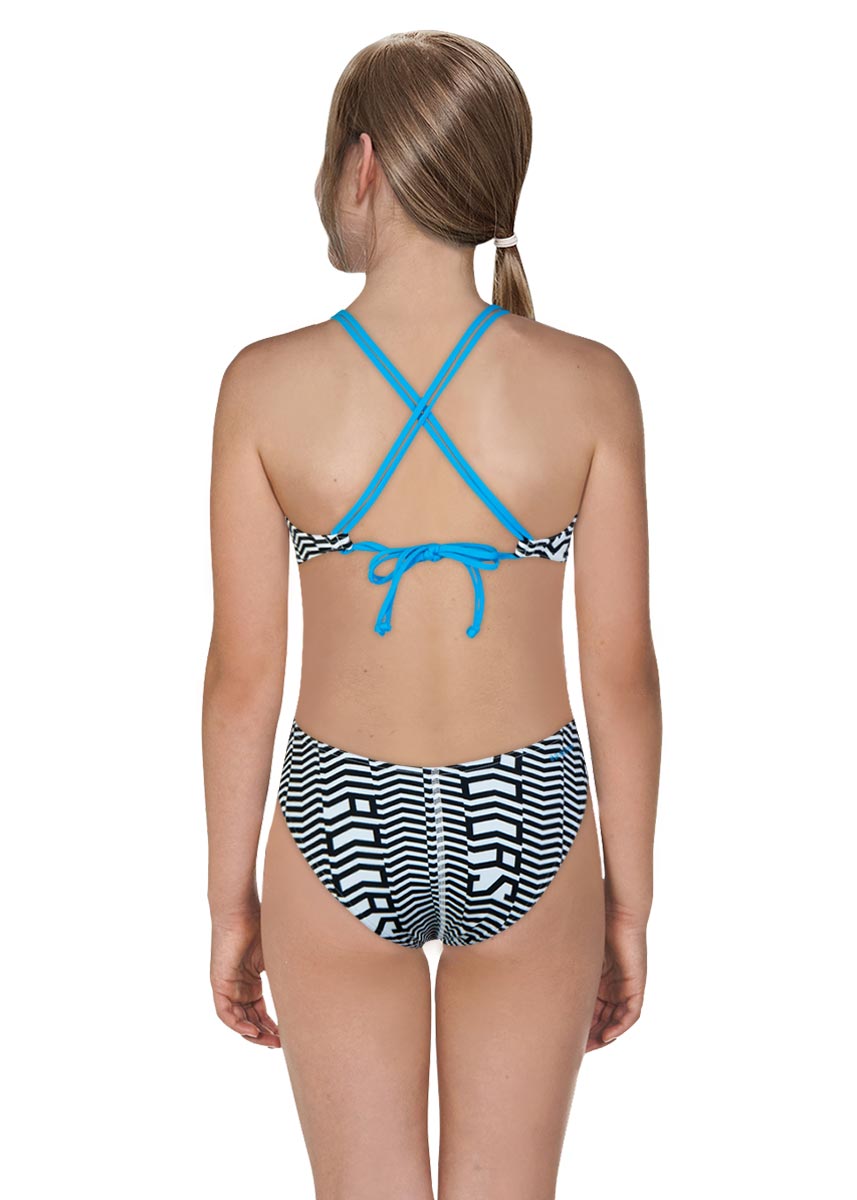 Adidas Girl's Tokyo 2 Watch My Back Swimsuit - Shock Cyan