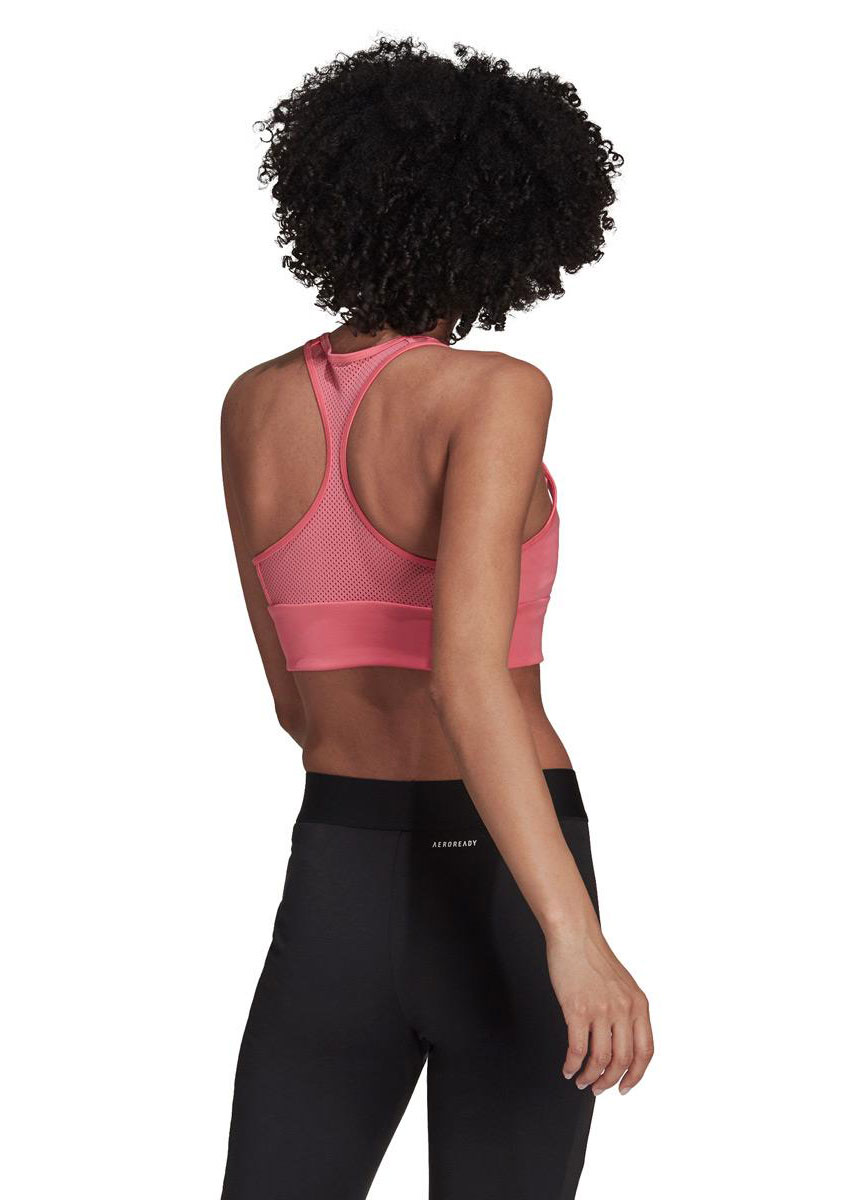 Adidas Women's Aeroready Designed 2 Move Logo Padded Sports Bra Top - Rose