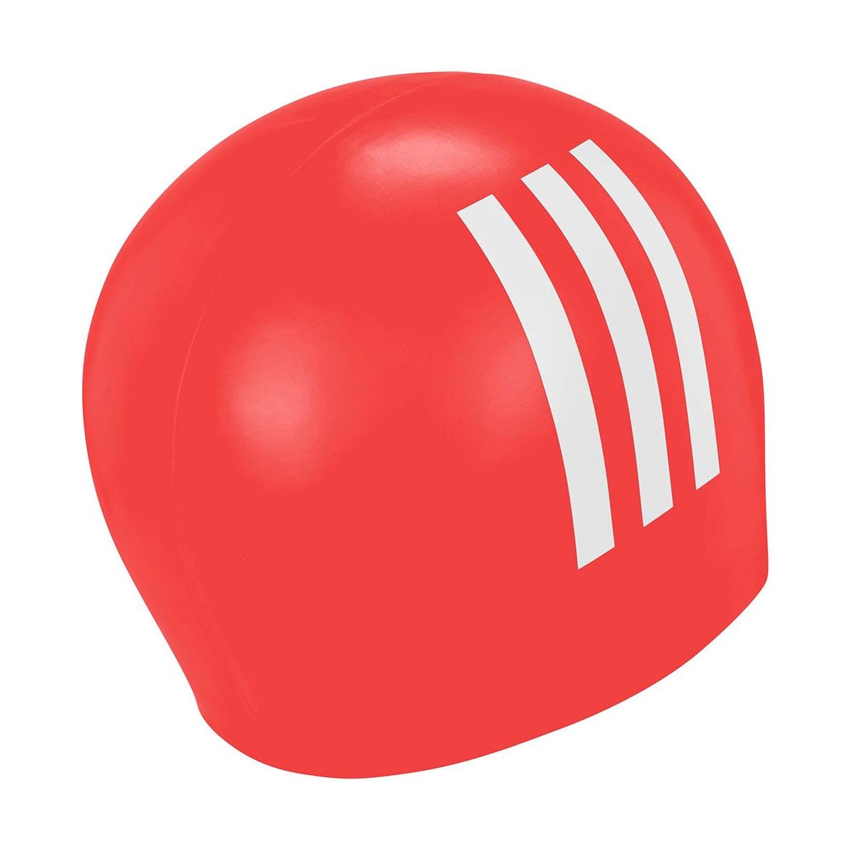 Adidas 3 Stripe Silicone Swim Cap - Red / White