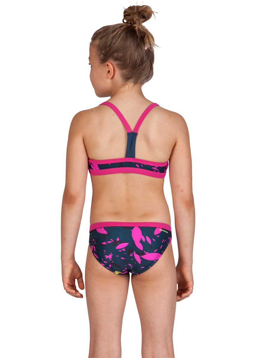 Adidas Girl's Allover Swim Bikini - Blue / Pink